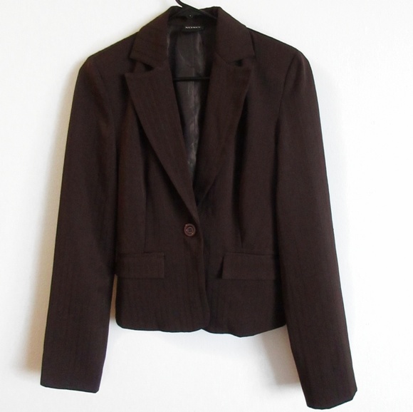 XOXO Brown Pinstripe Blazer Small - Picture 1 of 4